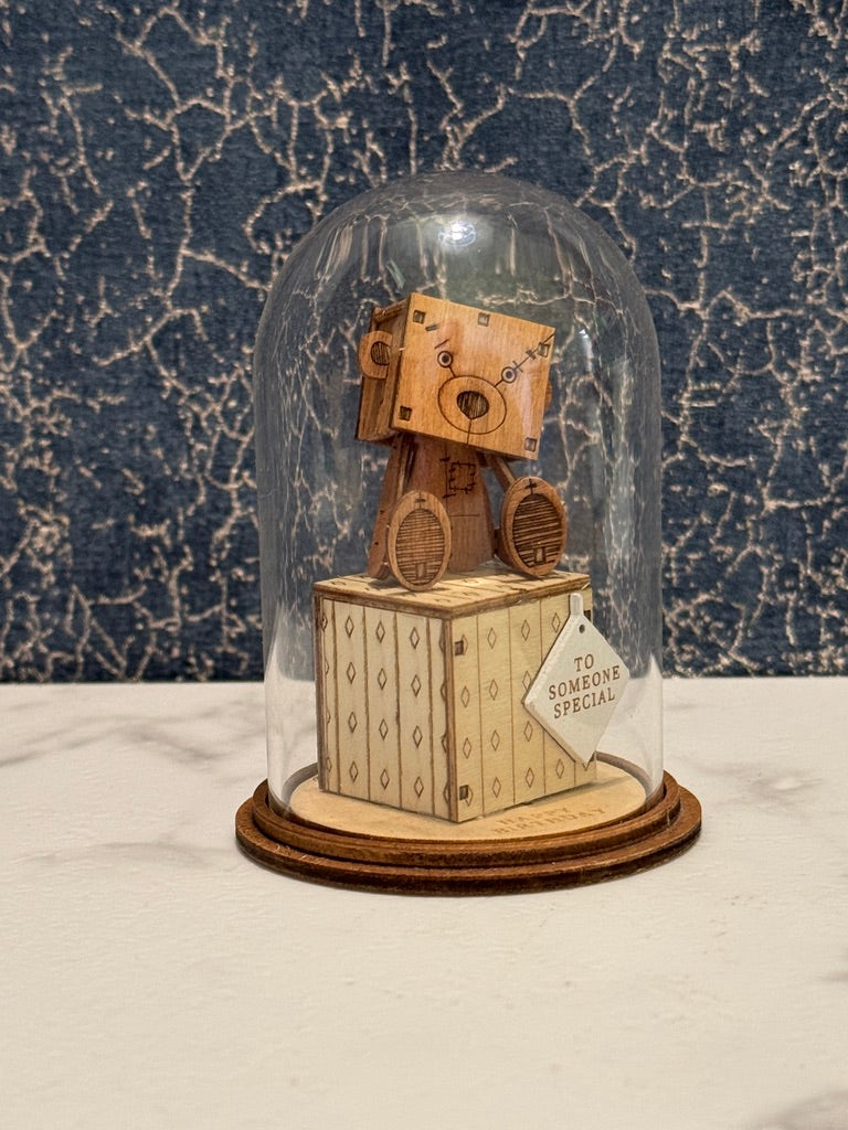 Enesco Kloche 'To Someone Special' Happy Birthday Miniature Wooden Bear Ornament in Glass Dome