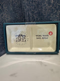 "Work, Travel, Save, Repeat" Ceramic Divided Trinket Tray – Two-Section Coin Dish