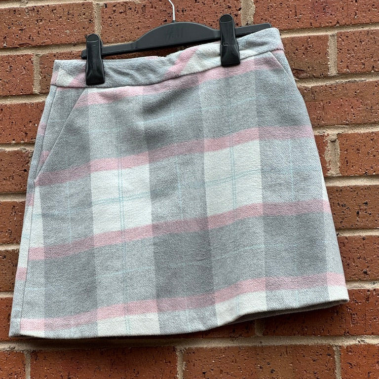 Primark grey, pink and white mini skirt