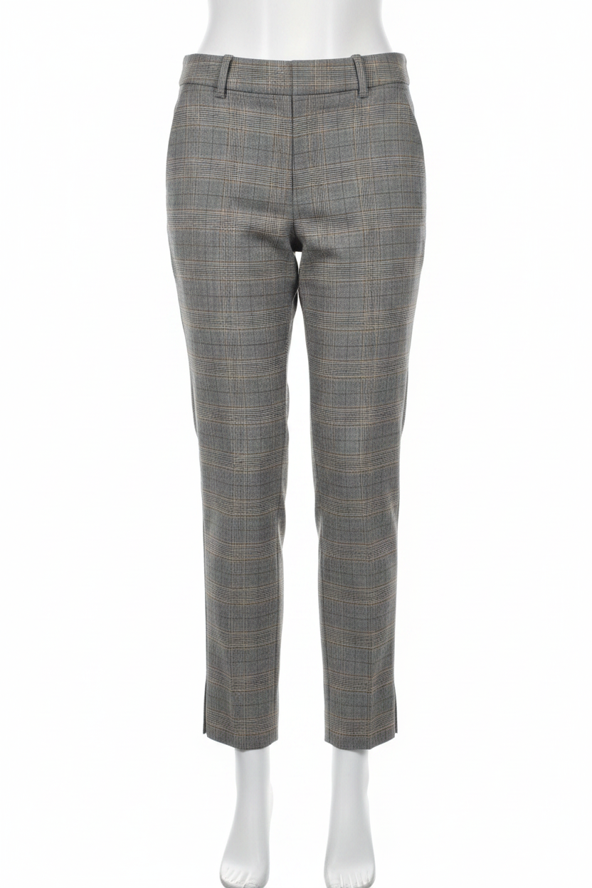 Zara Grey Plaid Checked Cigarette Trousers - Size 8