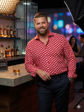 Steven Land "Modern Fit" Big & Tall Red Polka Dot Dress Shirt Size 36/37 Sleeve