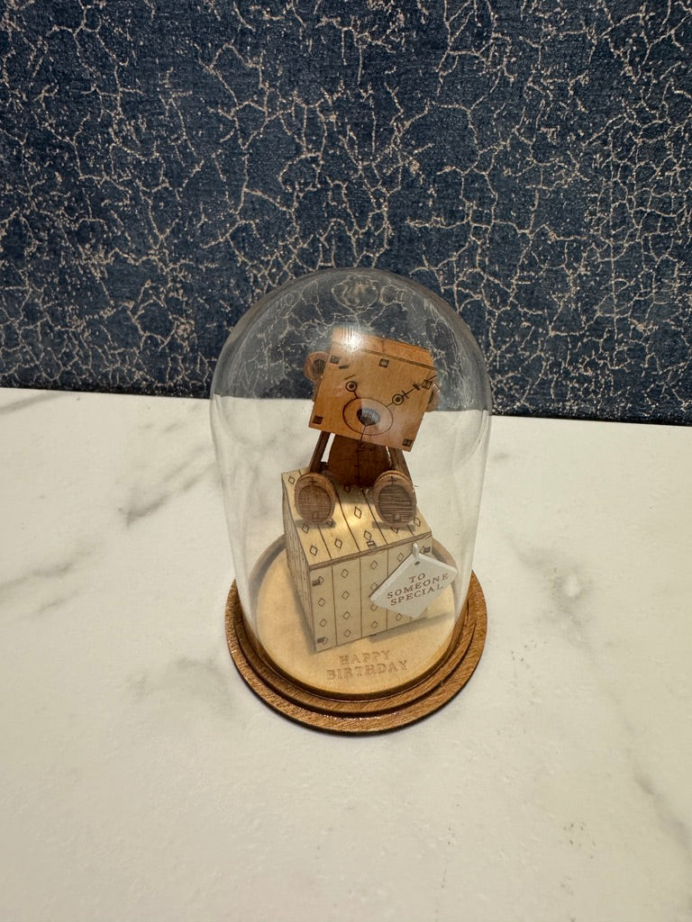 Enesco Kloche 'To Someone Special' Happy Birthday Miniature Wooden Bear Ornament in Glass Dome