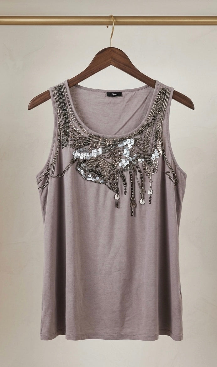 F&F Embellished Sequin Scoop Neck Vest Top Size UK 20