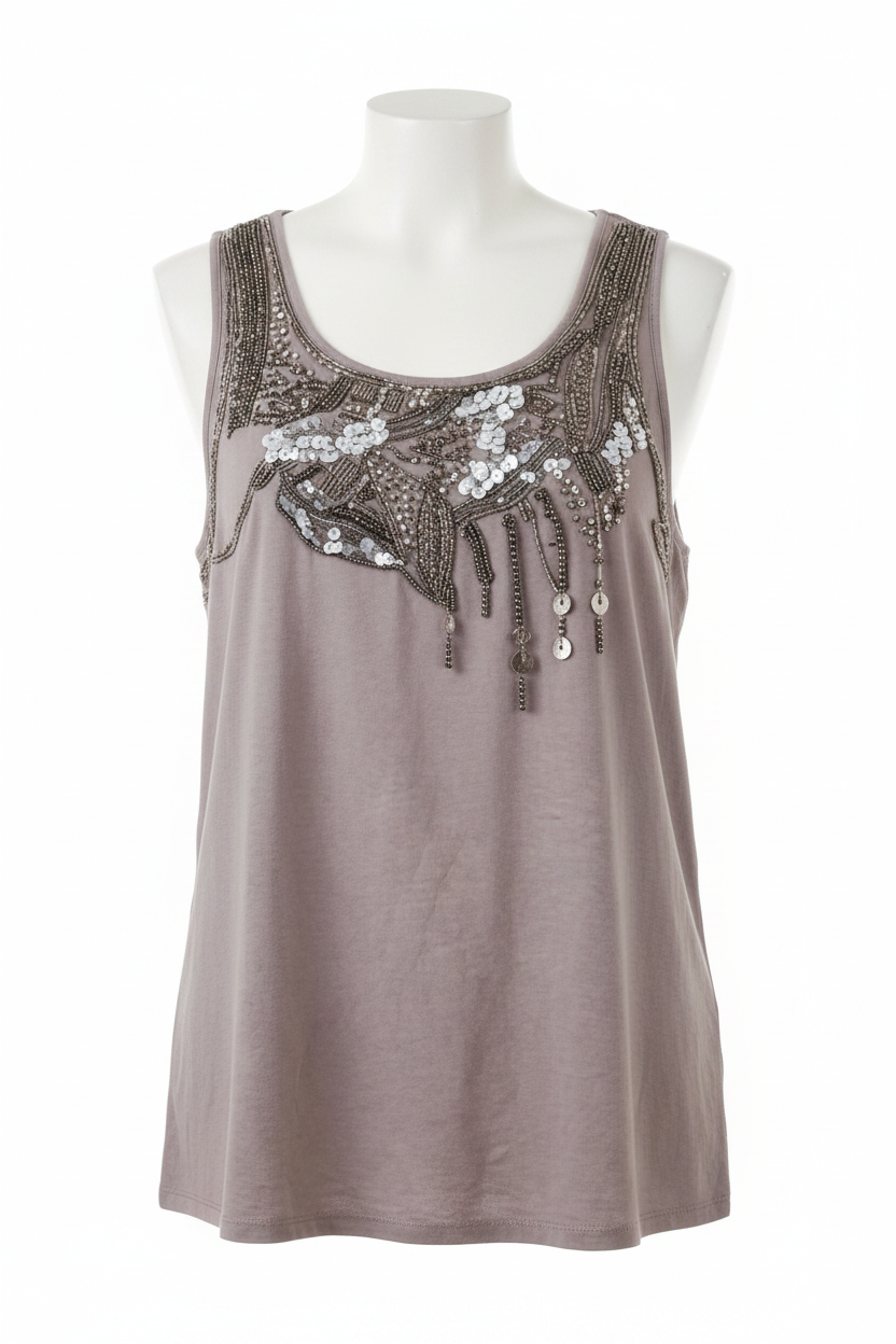 F&F Embellished Sequin Scoop Neck Vest Top Size UK 20