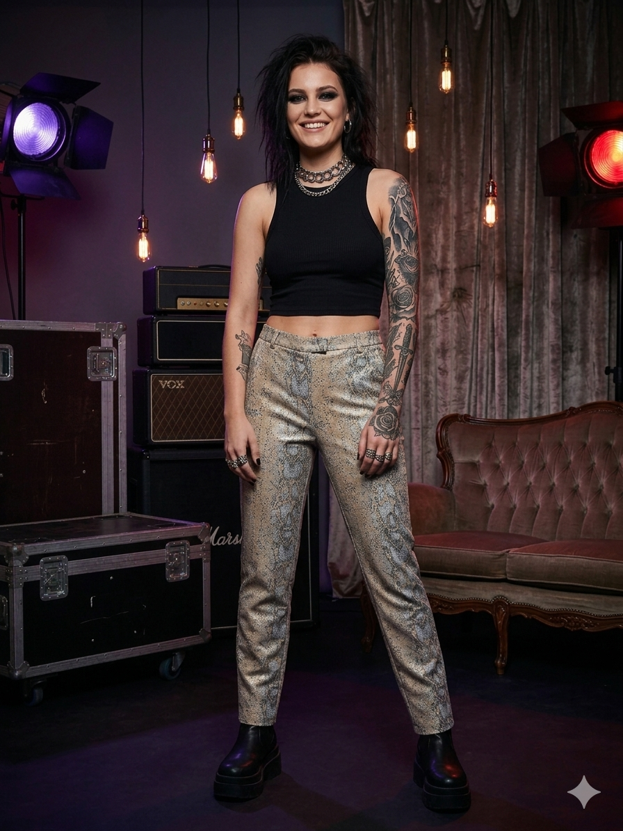 🔮 Topshop Metallic Gold Snakeskin Cigarette Trousers – UK Size 10