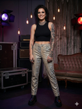 🔮 Topshop Metallic Gold Snakeskin Cigarette Trousers – UK Size 10