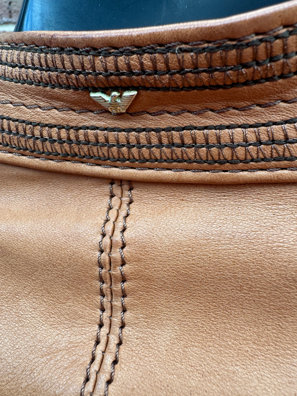 Armani Jeans Luxury Tan Leather Biker Jacket - EU 44 (UK 10/12)