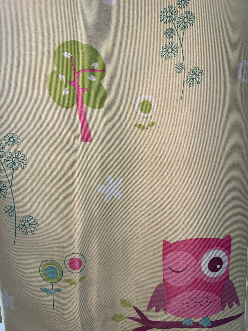 Children's Cartoon Owl Blackout Eyelet Curtains Set (160cm W x 138cm D) – Includes Matching Tie-Backs & Cushion Cover