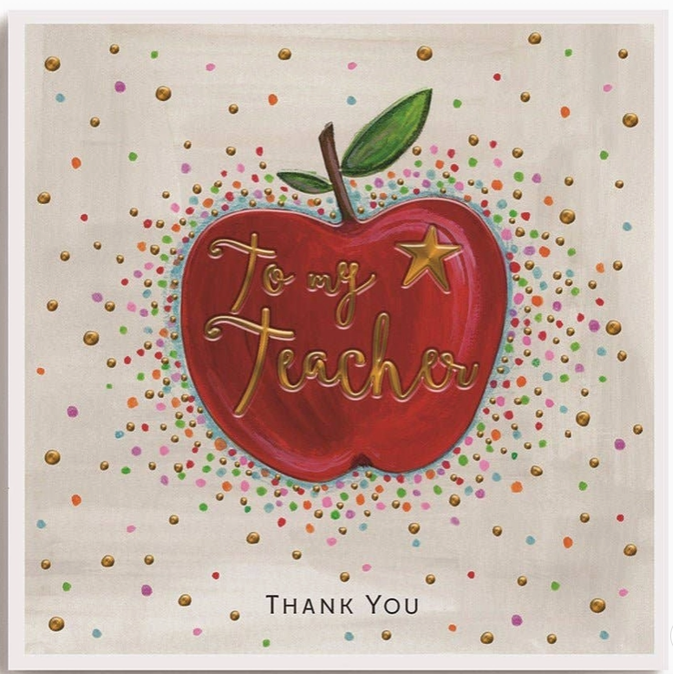 To My Teacher - Large Red Apple Card