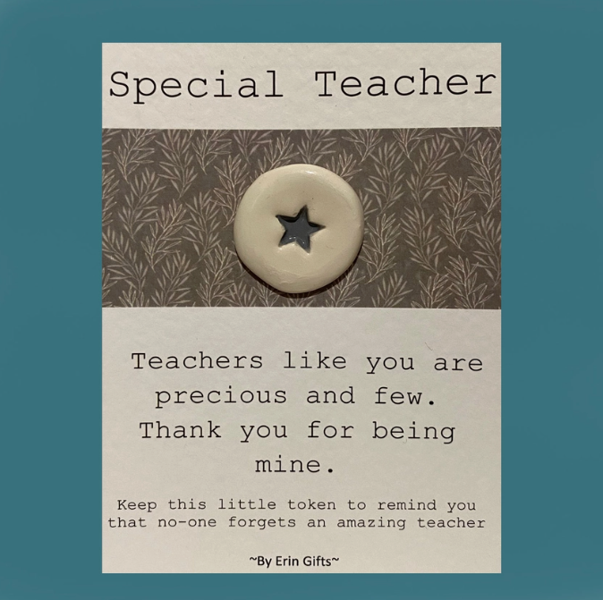 Special Teacher Ceramic Pocket Token Pocket Hug and Card