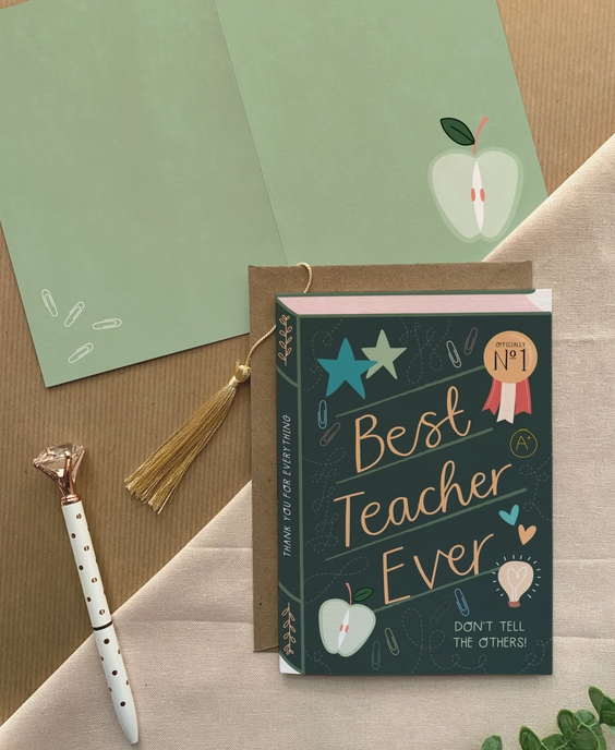 Best Teacher Ever – Luxury Book Greeting Card